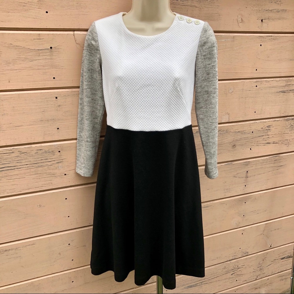 Loft Long Sleeve Color Block Knit Dress Sz 0